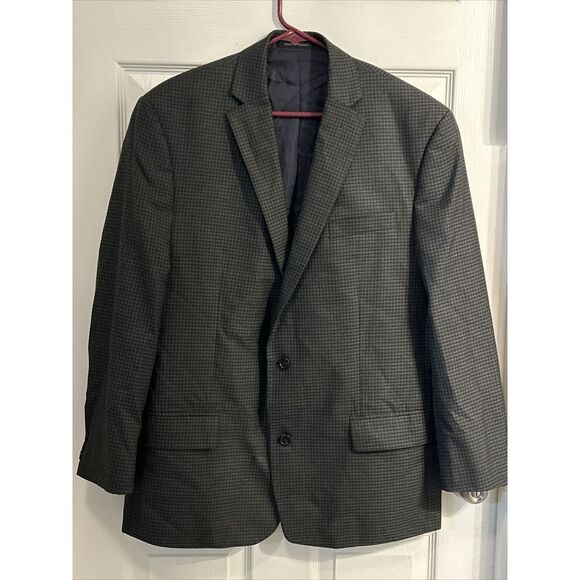 Michael Kors Mens Two Button‎ Green check Blazer Sport Coat Jacket Size 44L - Picture 1 of 7